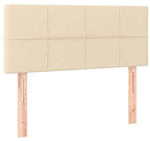 vidaXL Kopfteil, Bettkopfteil mit Holzbeinen, Höhenverstellbar Polsterkopfteil für Bett, Betthaupt Bettzubehör Schlafzimmer, Creme 100x5x78/88cm Stoff