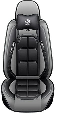 maiqiken Leder Autositzbezug Kompatibel mit Hyundai Tucson 2006-2019 Universeller Rutschfester Fahrzeugkissenbezug Atmungsaktives und Weiches Komplettes Set Bequem - Grau