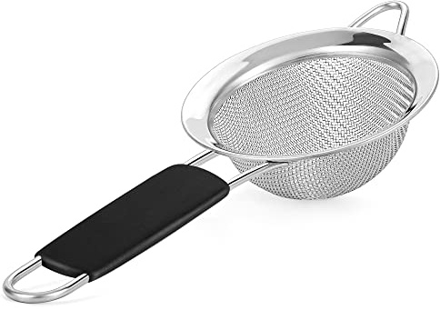 Kafoor Fine Mesh Strainer - 3.4 Inch Round Sieve - Tea Strainers for Loose Tea, Coffee Strainer, Food Strainer, Juice Strainer, and Much More!