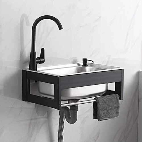 RUCRAK Lavabo Sospeso Lavatoio da Giardino Campeggio Lavabo Indipendente della Mano della Lavanderia con Rubinetto Caldi e Freddi per Garage e Cortile,Ristorante,Lavanderia (Size : 37 * 32cm)