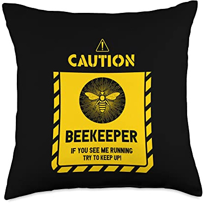 Funny Bee Themed Gift Beekeeper Clothing Gifts Art Men Women Beekeeping Honeybee Beehive Lover Throw Pillow, 18x18, Multicolor