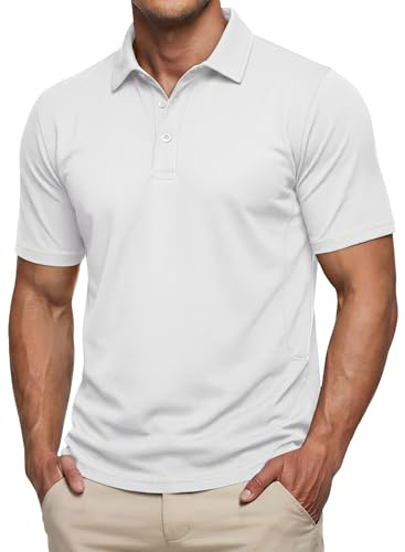 TACVASEN Poloshirt Herren Kurzarm Funktions Polo Shirt Baumwolle Atmungsaktiv Polohemd Sommer Golf T-Shirt Freizeit
