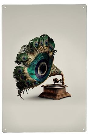 artboxONE Metall-Poster 30x45 cm Tiere Feder Musik von Künstler 360brain