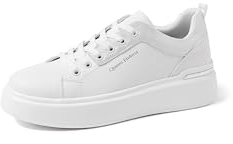 QUEEN HELENA Sneakers Basse Scarpe da Ginnastica con Plateau Leggere Bianche Donna X30-8 (Bianco, Sistema Taglie Calzature EU, Adulto, Donna, Numero, Media, 39)