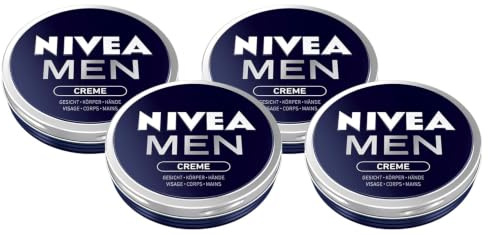 NIVEA MEN pflegende Hautcreme für intensive Feuchtigkeit,Hautpflege für Männer ideal für Körper, Gesicht und Hände, leichte Formel mit Vitamin E, NIVEA MEN Creme (75 ml) (Packung mit 4)
