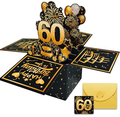 3D Geburtstagskarte 60,Pop Up Karte Geburtstag,Geburtstagskarte 60 Frau Mann,Karte 60 Geburtstag Mann,Happy Birthday Karte,Schöne Geburtstagskarte 60. Geburtstag,Geburtstagskarte 60 Lustig