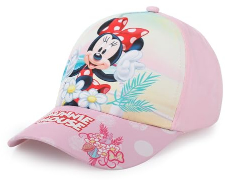 Disney Minnie Maus Cap verstellbar, Mädchen Kinder Kappe, Mütze Baseballkappe Minnie Mouse, Klettverschluss, 52cm 54 cm, Sonnenschutz