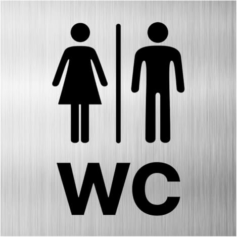 WC Schild Toilette mit Klebepad Piktogramm Toilettenschild Gäste Klo Dibond/Alu 3 mm 12cm x 12cm (Damen/Herren)