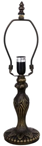 TCODTPOL Table Lamp Base Replacement Only, Wide 4 Height 15 Inch, Fit for 6, 8, 10 Inch Tiffany Style Stained Glass Lampshade, Dark Bronze Finish,Resin, Push Switch On Cord(M (W4H15 Inch))