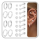 Diamday 12 Pairs Flat Back Earrings for Women Hypoallergenic Earrings