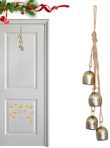 Lesunbak Kuhglocke mit Schnur, Seil, Kuhglocke, Schnur, Weihnachtswand, Seil, Kuhglocke, Girlande, handgefertigtes Windspiel für Dekoration, Bauernhaus, Tür, Flur, Wand