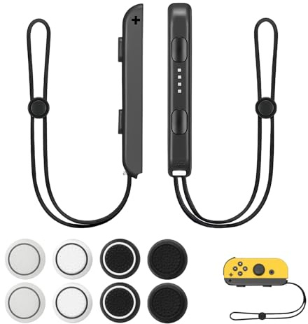 QiXinGYL 2 Pcs Wrist Strap for Switch Joycon Wrist Strap for Nintendo Switch Joycon, Wristband for Joy Con Controller Replacement Accessories, Hand Controller Grip for Joy Con, with 8 Joystick Caps