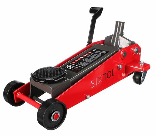 SIXTOL SX Jack Pedal 3T | Cric hydraulique Roulant Heavy-Duty avec pédale | Capacité 3 tonnes | Levage Rapide | Acier Robuste