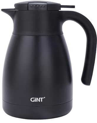 GiNT 1L / 34Oz Thermal Coffee Carafe, Insulated Stainless Steel Coffee Carafes for Keeping Hot/Double Walled Vacuum Thermal Carafe (Black)