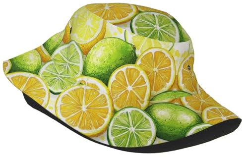 Chapeau cloche à imprimé citron tranché - Chapeau d'été - Chapeau de voyage pliable - Chapeau d'extérieur pour femme et homme, Citron tranché 12, Taille unique