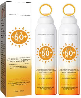 Sonnenschutz Spray LSF 50, Transparent Sonnenspray für Gesicht und Körper, Sonnenschutz Spray für Empfindliche Haut, Breitspektrum, Wasserfest, Gegen UVA und UVB (2 pc, Sonnenschutzfaktor (SPF), 50)