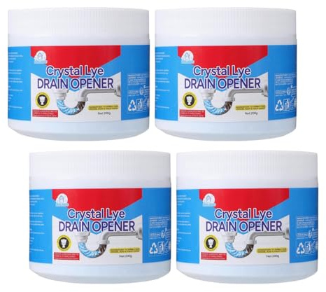 Crystal Lye Drain Opener, Pipeline Dredging Agent, Desbloqueador De Drenaje, Potente Desatascador De Tuberías, Extractor De Tuberías De Inodoro Para Uso Doméstico, 200 g (paquete de 4)