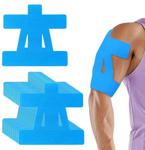 XFSRG 15 Stück Kinesiologie Tape Vorgeschnitten Schulterbandage Precut Physio Tape Sport Ideal für Fitness-Enthusiasten Kinesio tapes für Stützen der Schultermuskulatur (Blau)