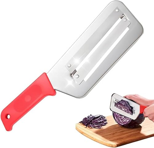 Genérico Cortador De Cuchillo Para Chucrut, Ensalada De Col Con Dos Cuchillas Afiladas De Acero Inoxidable, Fácil De Limpiar,Cortador Para Repollo,Pelador Y Trituradora De Metal (Rojo)