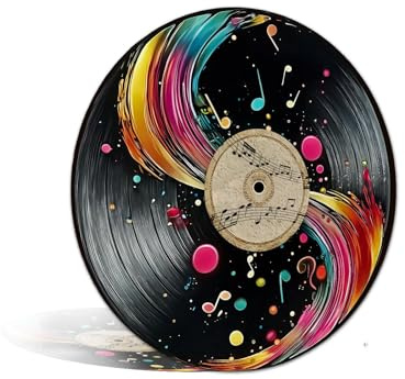Colorful Vinyl Record Music Notes Metal Fun Aluminum Sign Wall Decor for Bar, Cafe, Living Room - 8x8 Inches Vibrant Music-Themed Wall Art (25244)