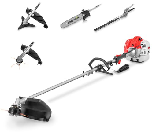 GREENCUT GM650X-5 - Desbrozadora Multifunción 5 en 1, Motor Gasolina 2 Tiempos, 5 Accesorios Intercambiables, Desbrozadora, Podadora y Cortasetos para Jardín (Reacondicionado)
