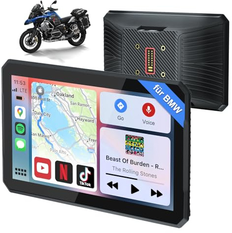 7 Zoll Motorrad Carplay Bildschirm Android Auto für BMW Motorrad, Wasserdichter Touchscreen