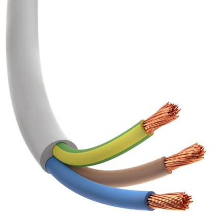 Cable eléctrico redondo tripolar sección 3x1,0mm, color blanco | Manguera eléctrica redonda 3x1.0mm² blanca 3G1.0 tipo H05VV-F (10 metros)