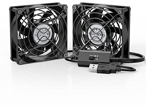 ELUTENG Ventilatore USB 80mm Dual 5V USB Fan Raffreddamento PC Ventole 2700RPM 32CFM Mini Ventilatore con Griglie Metalliche per PS4/TV Box/Router/Xbox/PlayStation