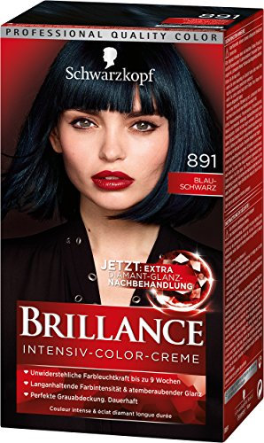 SCHWARZKOPF BRILLANCE Intensiv-Color-Creme 891 Blau-Schwarz Stufe 3, mit extra Diamant-Glanz-Nachbehandlung, 3er Pack (3 x 143 ml)