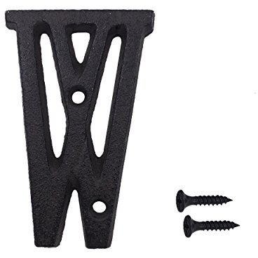 Numero civico in ferro battuto da 7,6 cm, viti abbinate incluse, lettera W nera