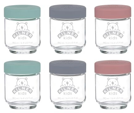 Kilner Juego de 6 tarros de cristal de 190 ml para niños