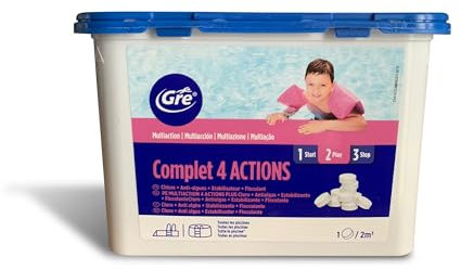 Gre 76032L – Tratamiento a base de cloro 4 acciones, 1 kg – Pastillas de 20 g