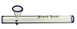 Black Leaf Handpfeife, Pur-Pfeife | 200 x 22 mm | Glas, klar/blau | Shabong/Kawumm Black Hole | von bong-discount