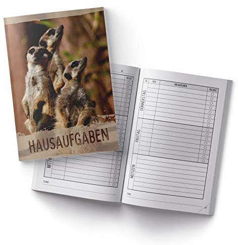 itenga Hausaufgabenheft Erdmännchen DIN A5 96 Seiten Schulbedarf Meine Hausaufgaben für Grundschule Gemeinschaftsschule Realschule Gymnasium