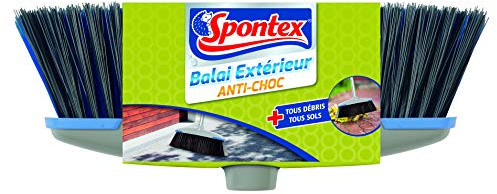Spontex - Cabezal de escoba exterior compatible con todos los mangos de fibra de doble acción, ultrarresistente, bordes antigolpes, 1 unidad