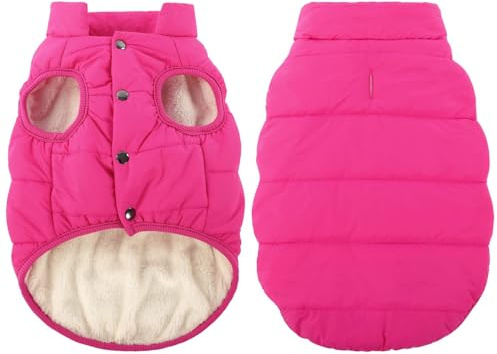 ASENKU Dog Winter Coat - Waterproof Windproof Dog Jacket, Warm Snowproof Doggie Puffer Vest for Cold Weather, Lightweight Snow Coats for Small Medium Large Dogs (Pink, S)