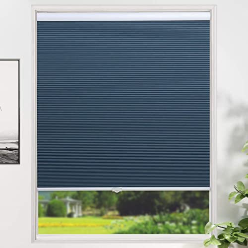 Faltrollo, Kabellose Jalousien, Zellular Rollos, UV Schutz, Verdunkelungsrollos, Bottom Up Wabenjalousien, Für Wohnzimmer, Fenster, Zuhause Und Schlafzimmer (Navy Blue,35 W x 64 H)