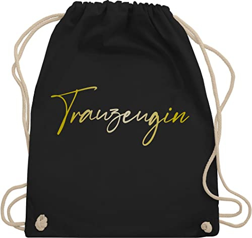 Turnbeutel Rucksack - JGA Junggesellenabschied Frauen - Trauzeugin - Goldeffekt - Unisize - Schwarz - geschenk für die brauttaschen bachelorette party stoffrucksack junggesellinnenabschied outfit