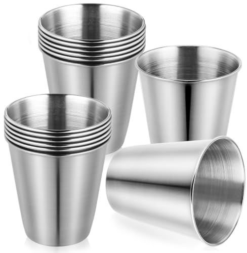 NUOBESTY 12 Stück Edelstahlbecher 70ml Leichte und Bruchsichere Schnapsgläser für Restaurant und Riegel Silber Trinkbecher aus Robustem Material