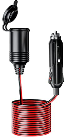 8M Auto Zigarettenanzünder Verlängerungskabel DC 12V/24V 16AWG, KFZ Zigarettenanzünder Sockel Stecker mit 20A Sicherung für Auto, LKW, Motorrad, Navi