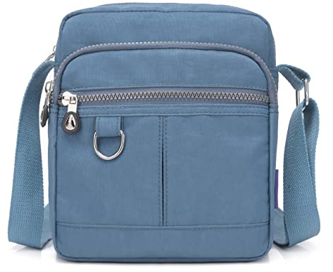 BEFUNIRISE Lässige Nylon-Umhängetasche, wasserdicht, leicht, Schultertasche für Damen, Handtasche, Blau, Medium