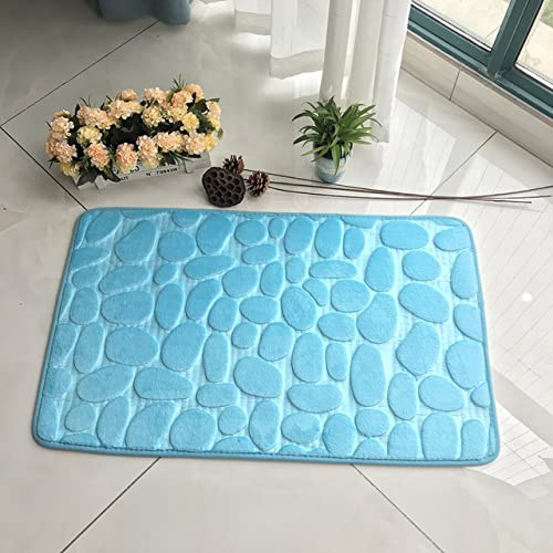 SHENGANG Alfombrilla de baño Alfombra de baño Absorbente Alfombras de guijarros Antideslizantes Alfombra Lavable de Espuma viscoelástica Alfombrilla de baño Ducha, Azul Cielo, 50x80cm