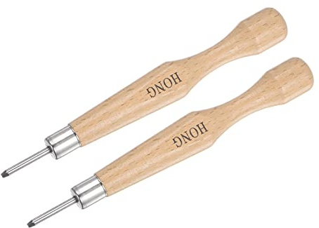 sourcing map Artesanía Tallado Cuchillo, 1,5mm 50# Carbono Acero Pequeño Triángulo Hoja Madera Mango Afición Bricolaje Grabado Manual Herramientas, 2uds