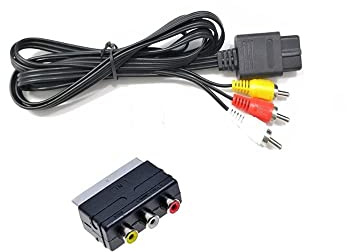 CHILDMORY 1.8m/5.9ft av câble RCA câble composite avec adaptateur 3rca à SCART pour N64 SNES NGC console