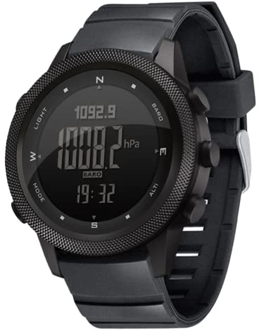 CakCity Orologio tattico da uomo, per escursionismo, unisex, digitale, sportivo, con bussola, contapassi, altimetro, 5 atm, Digitale