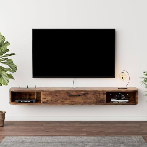 Pmnianhua TV Board Hängend, TV-Schrank TV-Board Lowboard, TV-Bank Fernsehschrank, Multimedia Wandregal Großer Speicher mit 1 Tür und 2 Schränken für Wohnzimmer Schlafzimmer & Büro (120cm)