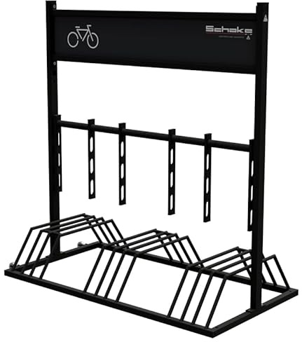 BAUZAUNWELT Fahrradständer mit Werbeschild mit schwenkbaren Haltevorrichtungen Transportrollen Reifenbreiten bis 55 mm verzinkt und beschichtet (RAL 9005)