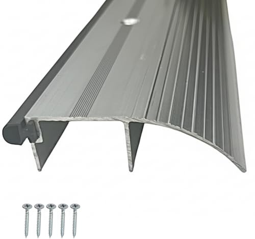 KC Hardware 36 High-Profile Aluminum & Vinyl Outswing Door Threshold Strip for Exterior Doors - 3-5/16 x 1, Silver Mill Finish