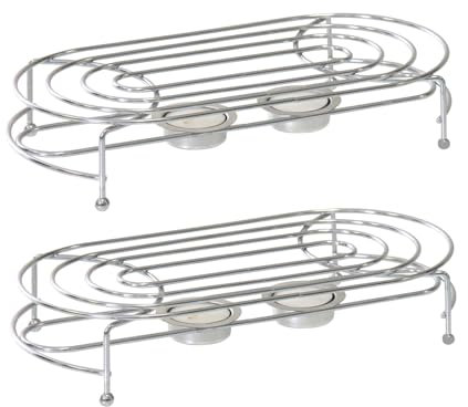 2X Stövchen Verchromt 2-Flammig Inkl. Teelichthalter Teewärmer Speisenwärmer Tee Kaffee Warmhalteplatte