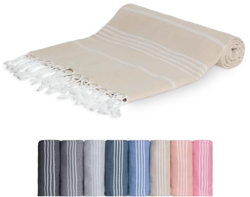 MEBY Telo sauna XXL (100x200 cm). Telo mare, telo bagno, telo hammam turco, asciugamano mani. 100% cotone (beige), P2024